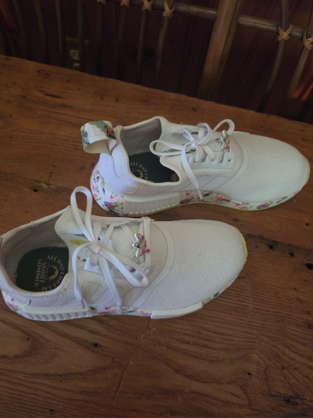 Adidas Womens White Floral NMD R1 Sport Shoes - Picture 14 of 16